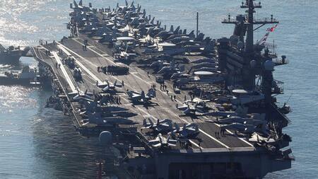 El portaaviones estadounidense que llegó a costas de Corea del Sur. Foto: EFE.