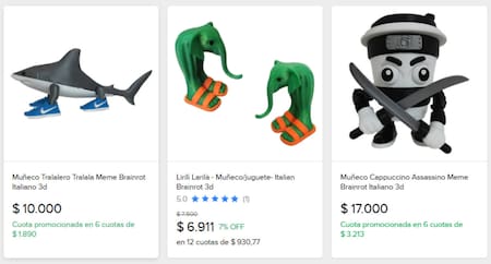 Brainrot memes en Mercado Libre. Foto: Captura de pantalla Mercado Libre.