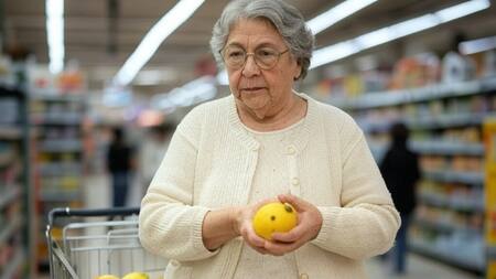 Jubilados comprando en un supermercado. Foto: IA.