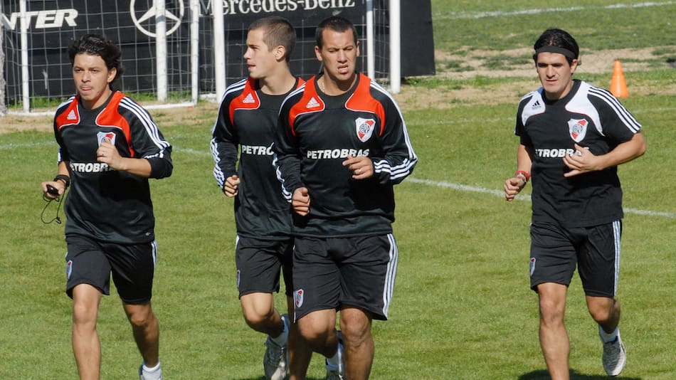 Marcelo Gallardo, Cristian Fabbiani y Ariel Ortega en River. Foto: archivo NA/Diego Mosteirin