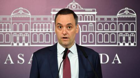 Conferencia de prensa de Manuel Adorni. Foto: NA.