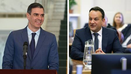 El mandatario español, Pedro Sánchez, y el primer ministro irlandés, Leo Varadkar. Foto: EFE