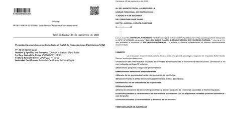 Informe psicológico de Guido Süller. Foto: NA.