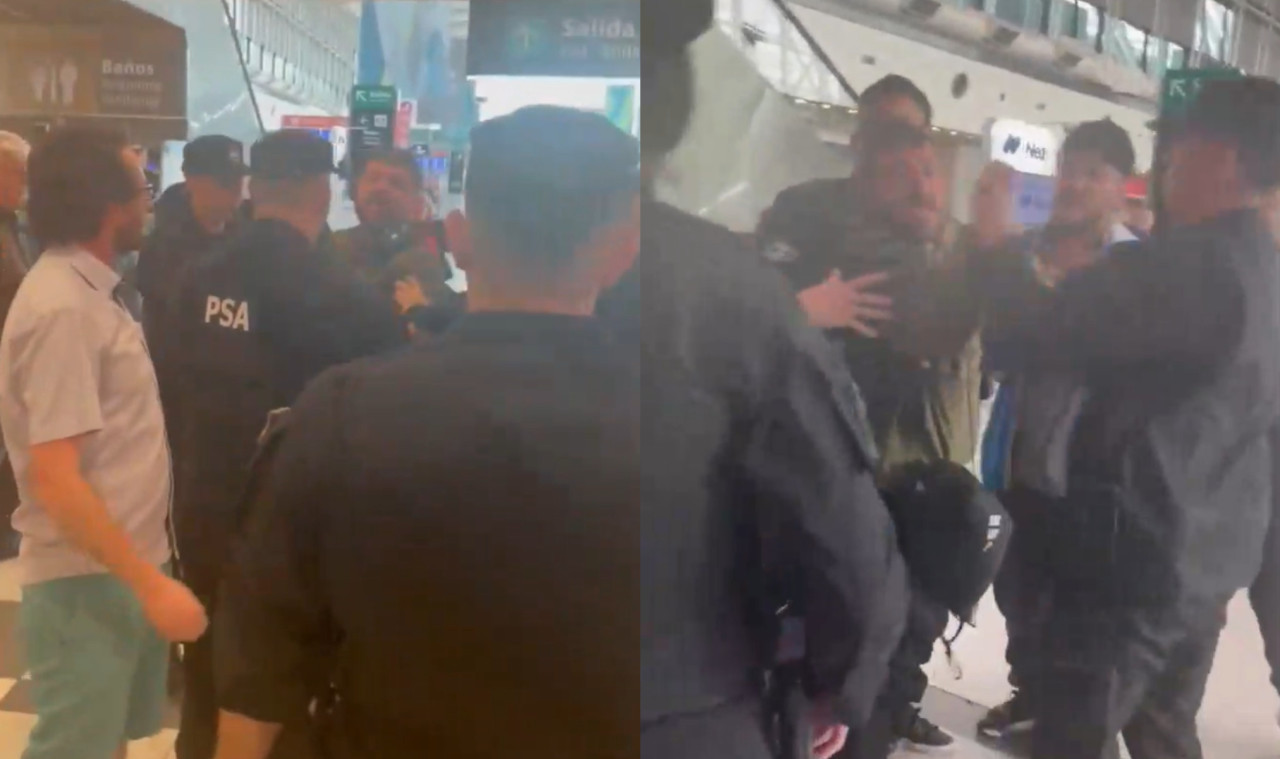 Juan Grabois fue increpado en el Aeropuerto de Ezeiza. Foto: captura video.