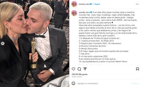 Wanda Nara y Mauro Icardi. Foto: Instagram.