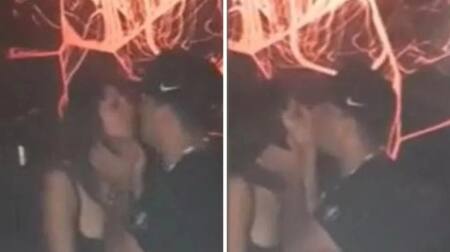 Lissa Vera, a los besos en un boliche con Santiago Ismael Torres. Foto: NA.