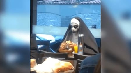 Se viste de La Monja para causar terror, viral, Facebook