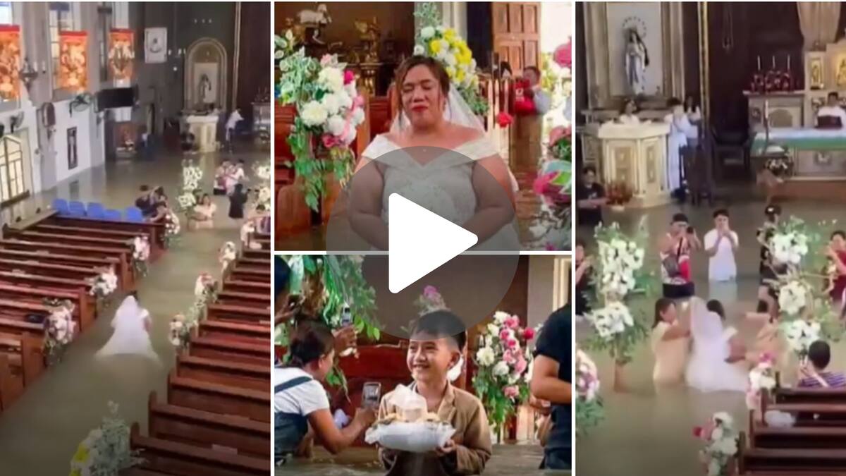 Imágenes de una boda pasada por agua.