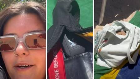 Una joven argentina se volvió viral por su técnica para evitar robos en la playa. Foto: captura de pantalla.