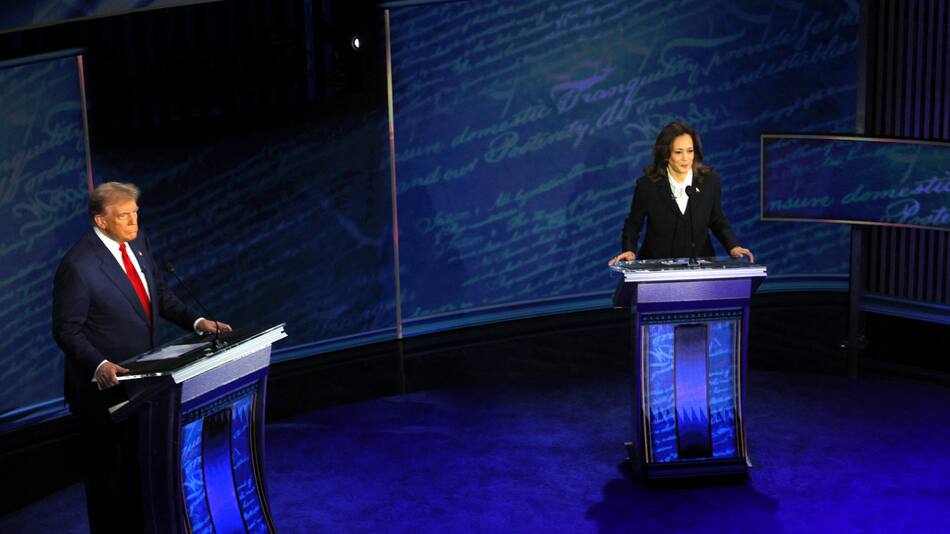 Debate presidencial entre Kamala Harris y Donald Trump. Foto: Reuters.
