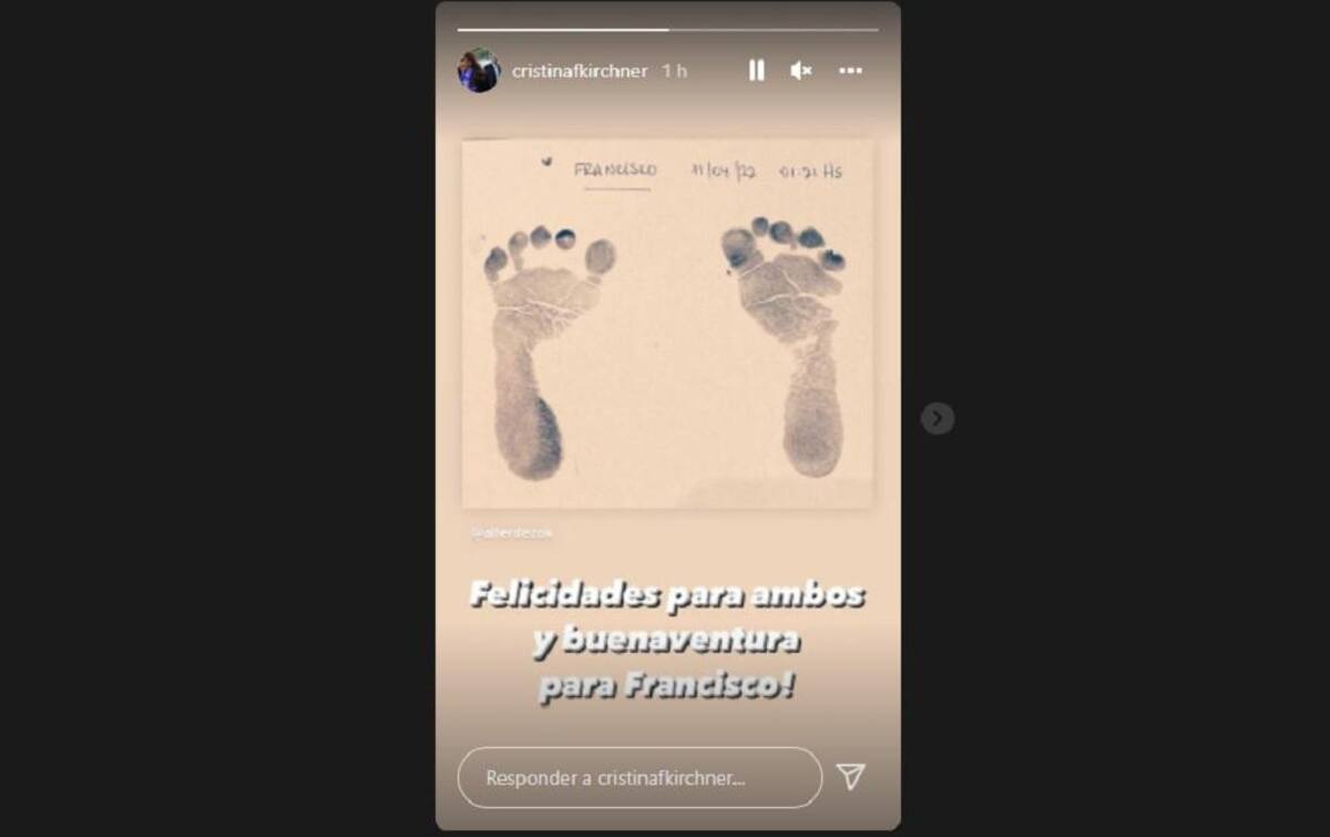 Mensaje de Cristina Kirchner a Alberto Fernández y Fabiola Yáñez por nacimiento de su hijo Francisco