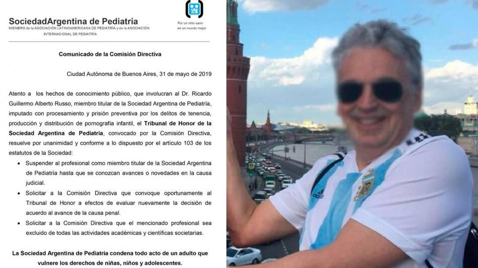 Comunicado de la Sociedad Argentina de Pediatría sobre suspensión al pediatra Ricardo Russo