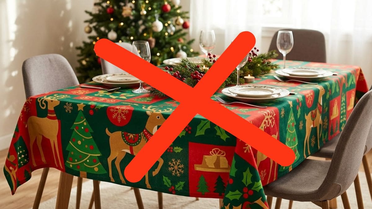 Los manteles de Navidad con estampados grandes pasaron de moda