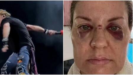 Accidente con el micrófono de Axl Rose. Fotos: captura-Twitter/LeoVilhena51