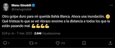 El mensaje de Manu Ginóbili. Foto: X.