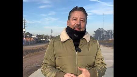 Gustavo Menéndez en las obras de la ruta 40.