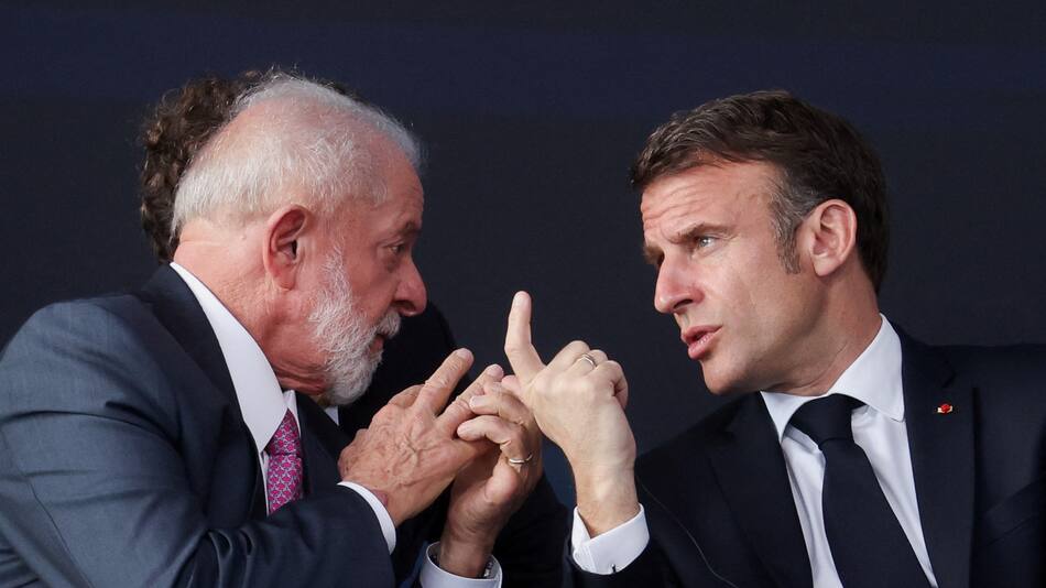 Lula da Silva y Emmanuel Macron. Fotos: REUTERS.