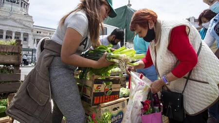 "Verdurazo" de pequeños productores frente al Congreso, en reclamo de la Ley de Acceso a la Tierra