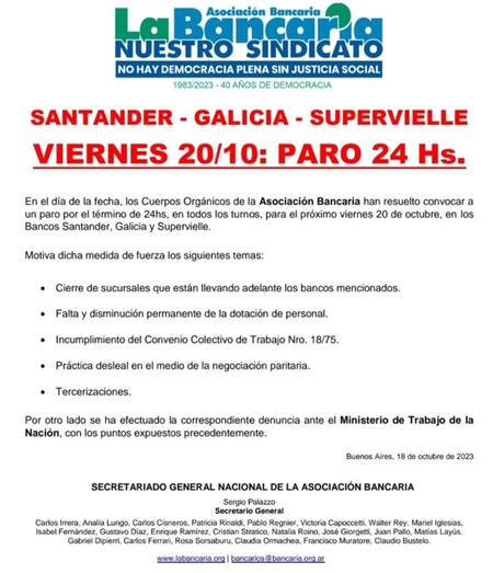 Paro de bancos. Foto: NA.