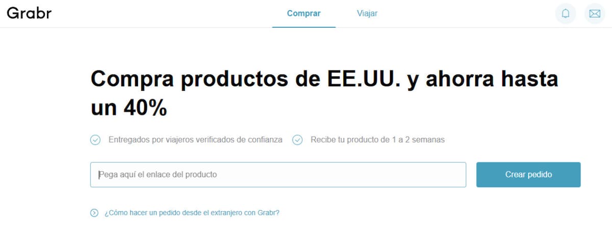 Grabr, plataforma de compras. Foto grabr.io/es/order