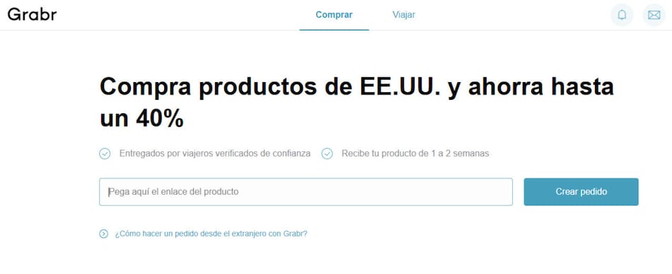 Grabr, plataforma de compras. Foto grabr.io/es/order