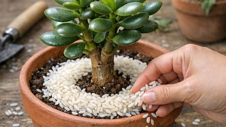 Para qué sirve poner arroz en el árbol de jade.