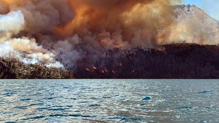 Incendios en el Parque Nacional Los Alerces, Chubut. Foto: Télam