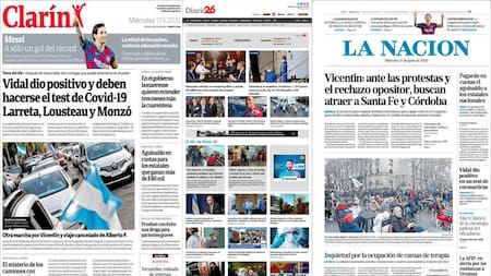 Tapas de diarios de Argentina, miércoles 17 de junio de 2020