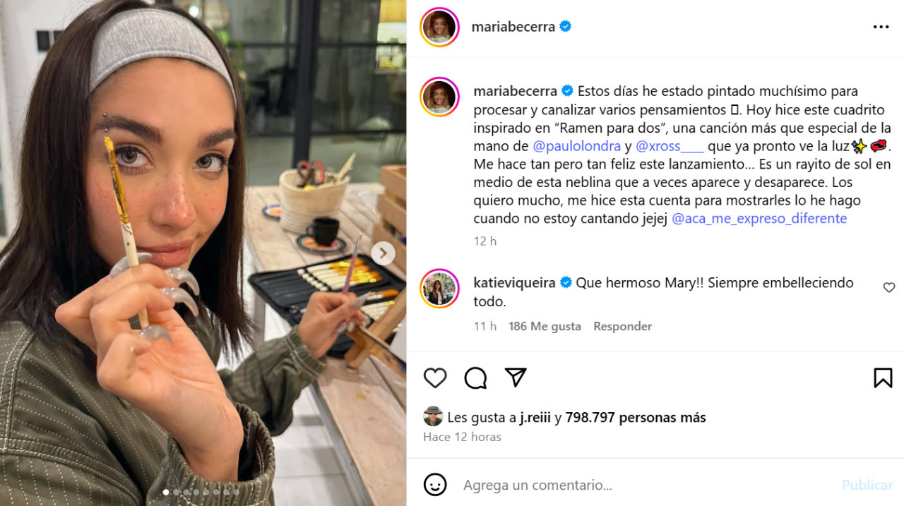 María Becerra reapareció en Instagram en medio de su recuperación. Foto: Instagram.
