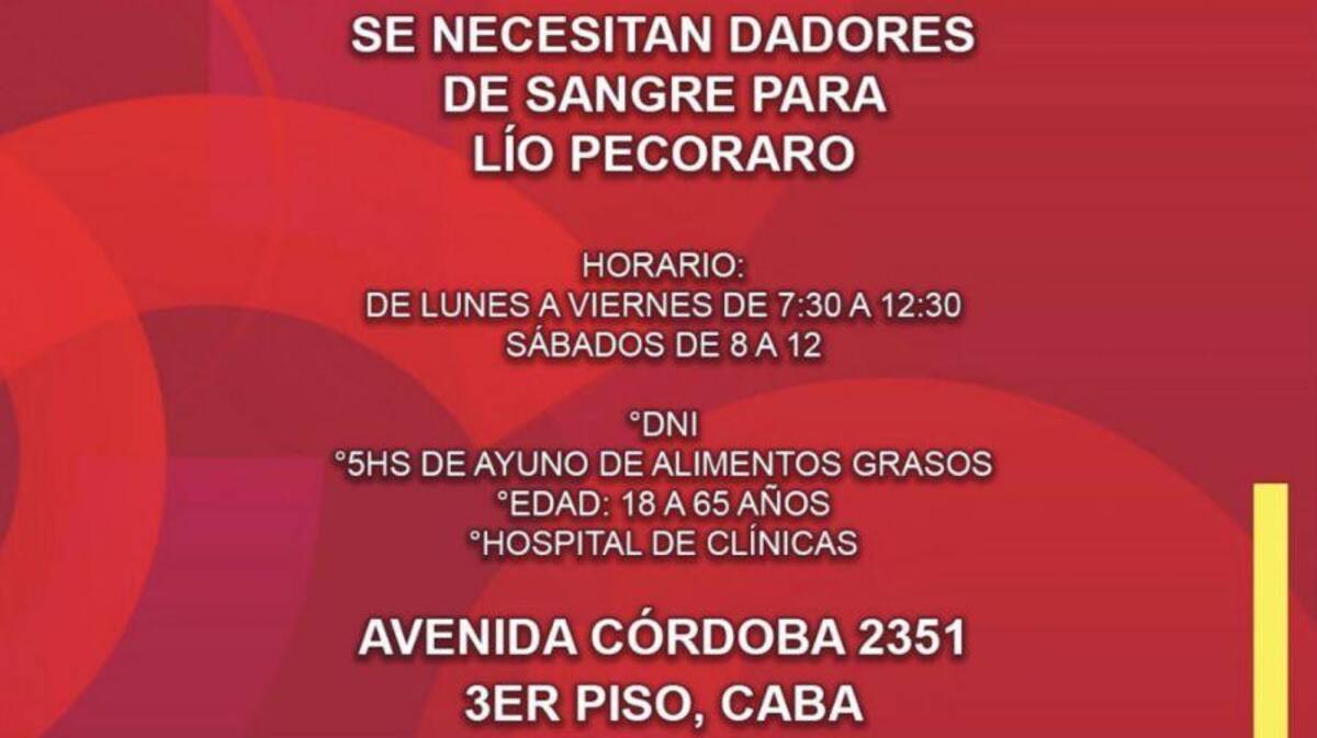 Lio Pecoraro, periodista, pedido de dadores de sangre