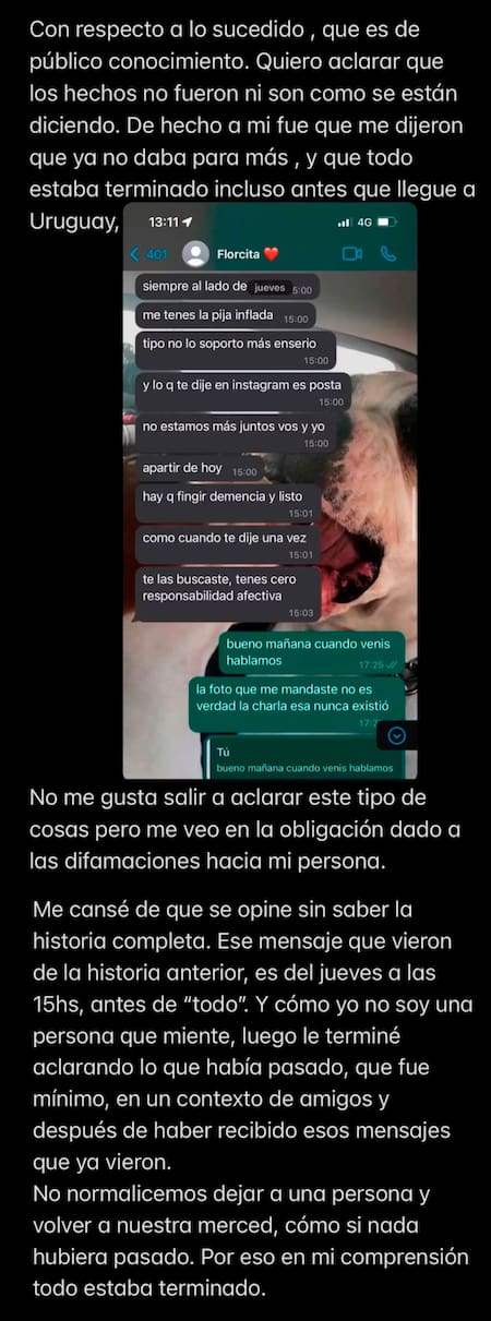 El descargo de Nicolás Grosman. Foto: X.