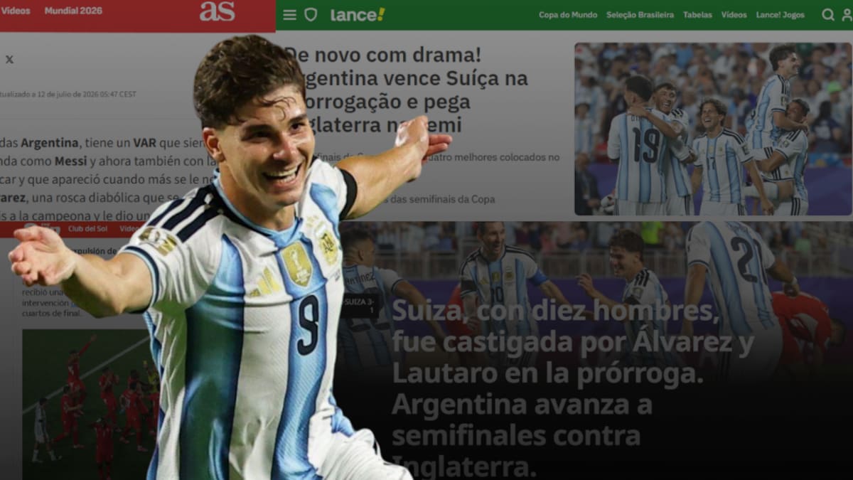 La victoria de la selección argentina sobre Suiza ocupó las portadas de los principales medios internacionales, que resaltaron el gol de Julián Álvarez y reavivaron el debate por la polémica expulsión del delantero suizo.