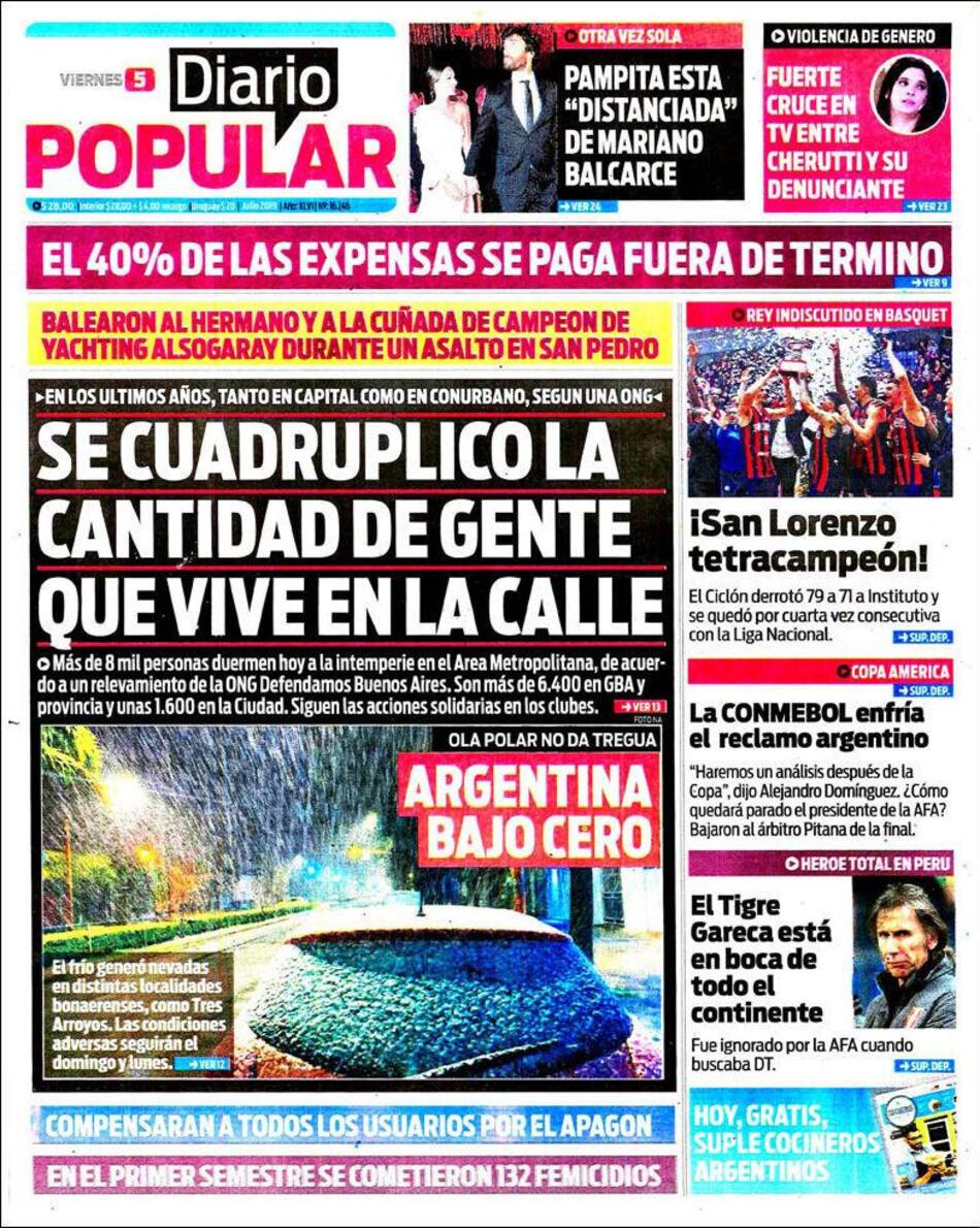 Tapas de diarios - Popular viernes 05-07-19