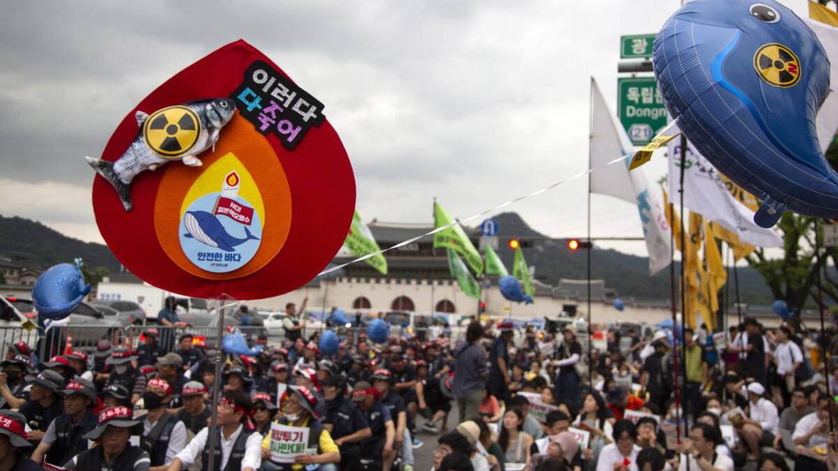 Manifestaciones contra el vertido de residuos de Fukushima en el mar. Foto: EFE.