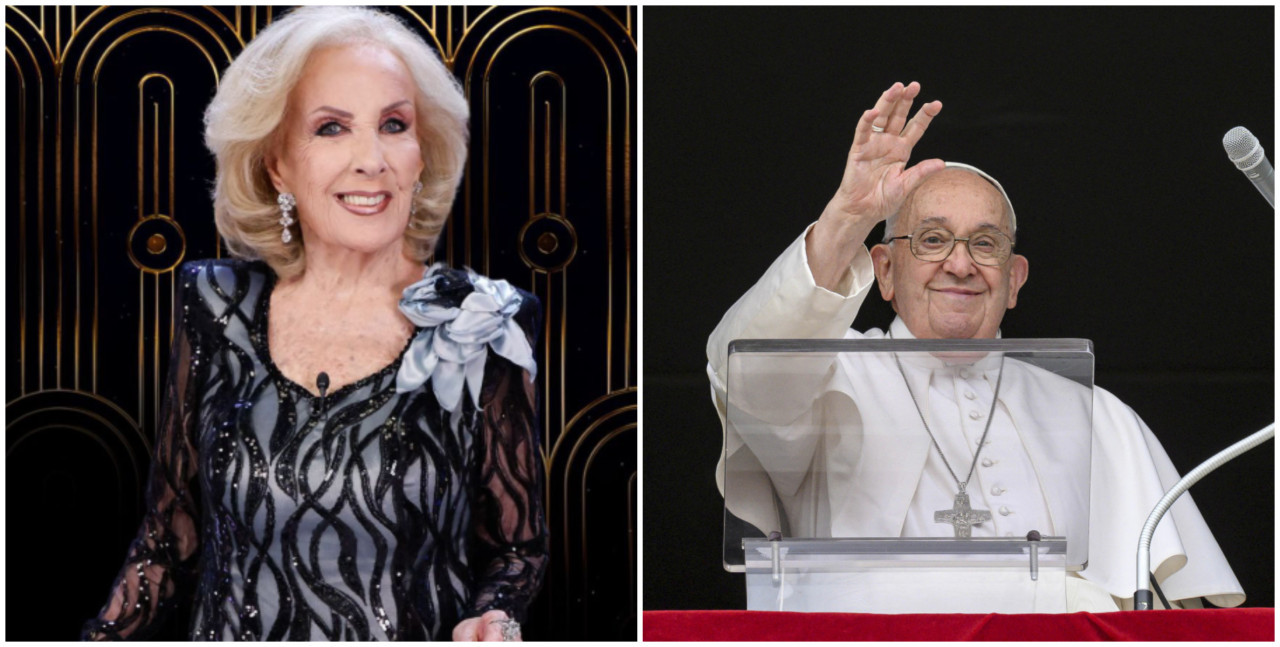 Mirtha Legrand y el papa Francisco. Fotos: eltrece - NA.