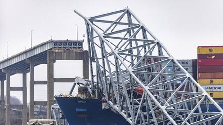 La zona del puente derrumbado en Baltimore. Foto: EFE.