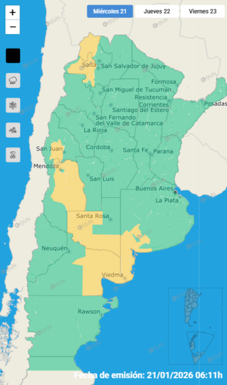 Se esperan tormentas en distintos puntos del país este miércoles 21 de enero.
