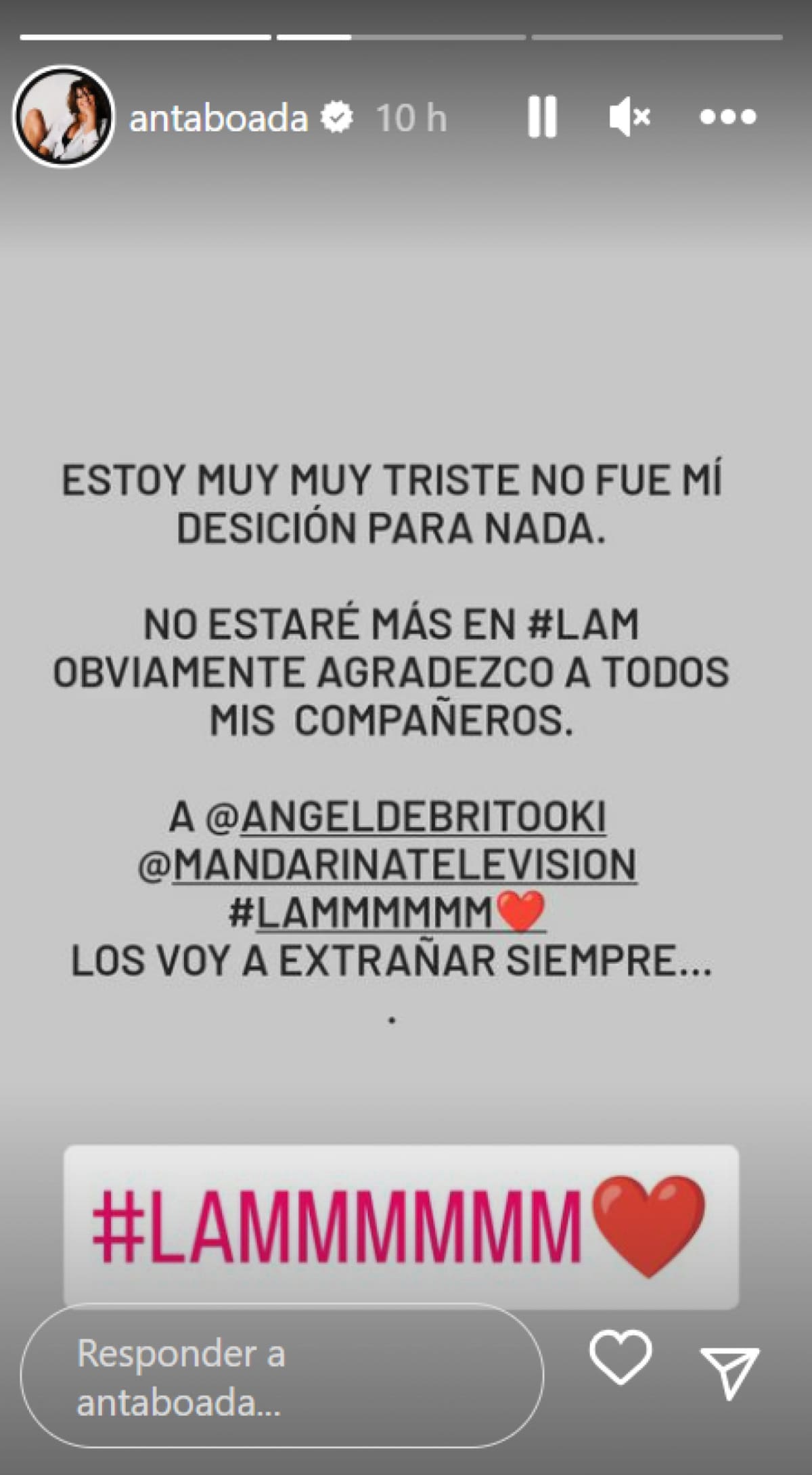 La polémica publicación de Andrea Taboada. Foto: Instagram/antaboada.