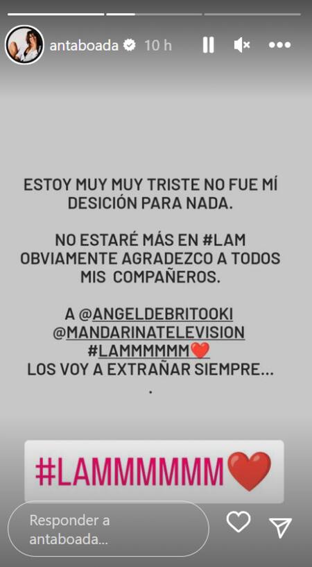 La polémica publicación de Andrea Taboada. Foto: Instagram/antaboada.