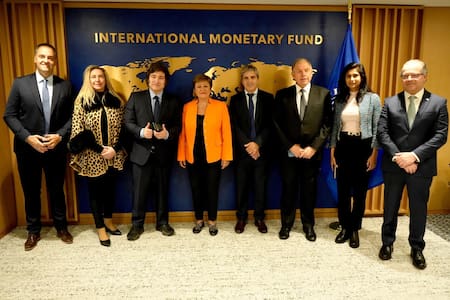 Javier Milei se reunió con la directora gerente del FMI, Kristalina Georgieva. Foto: Presidencia