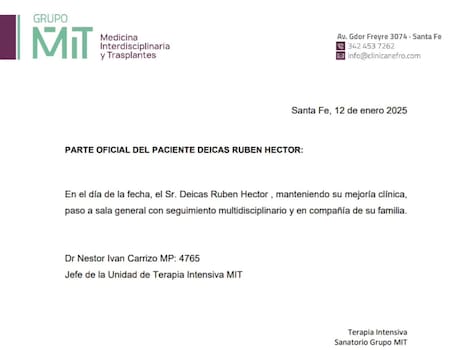 Nuevo parte médico de Cacho Deicas.