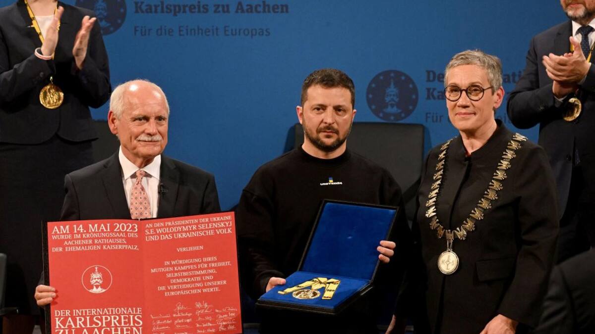 Volodimir Zelenski, presidente de Ucrania, conflicto Rusia-Ucrania, premio Carlomagno, Reuters