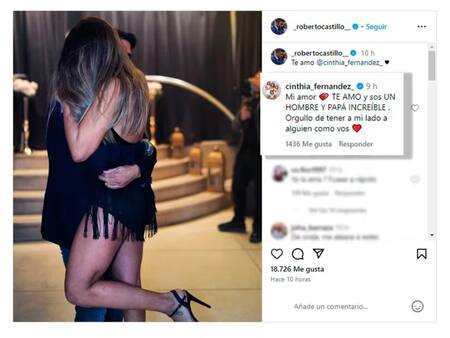 La respuesta de Cinthia Fernández a su novio Roberto Castillo. Fuente: Instagram.
