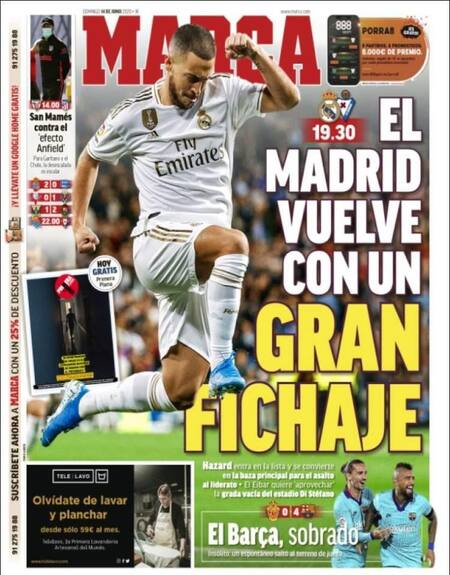 Tapa de diarios, Marca, domingo 14 de junio de 2020