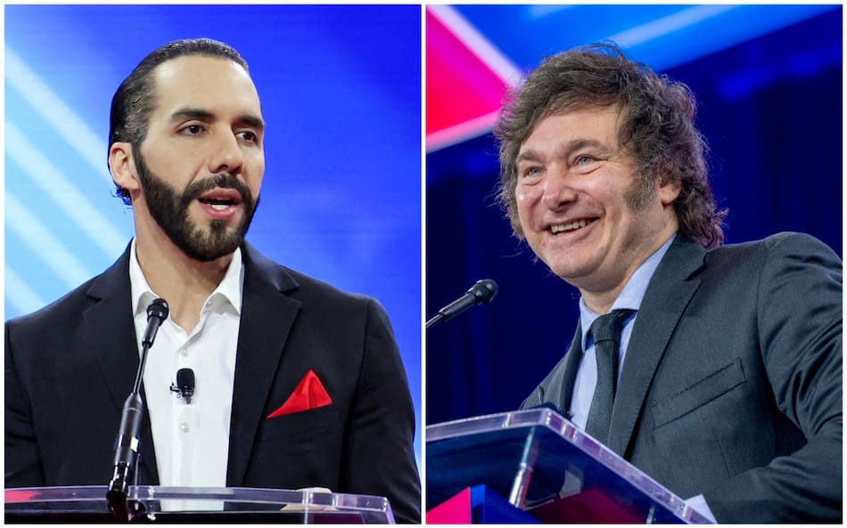 Nayib Bukele y Javier Milei. Fotos: REUTERS y EFE.