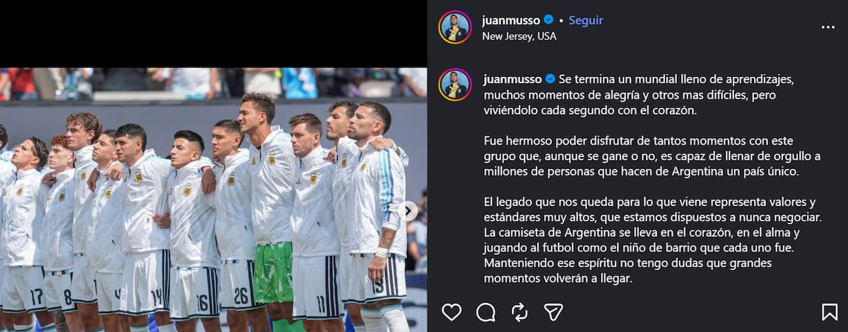 Mensaje en las redes sociales tras la final del Mundial.