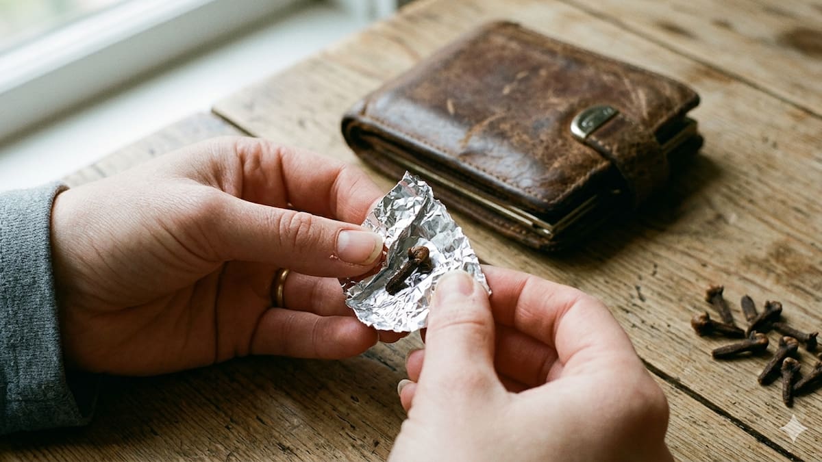 Clavo de olor envuelto en papel aluminio