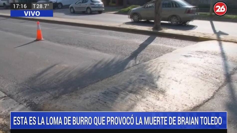 Lugar donde se produjo el fatal accidente de Braian Toledo, CANAL 26