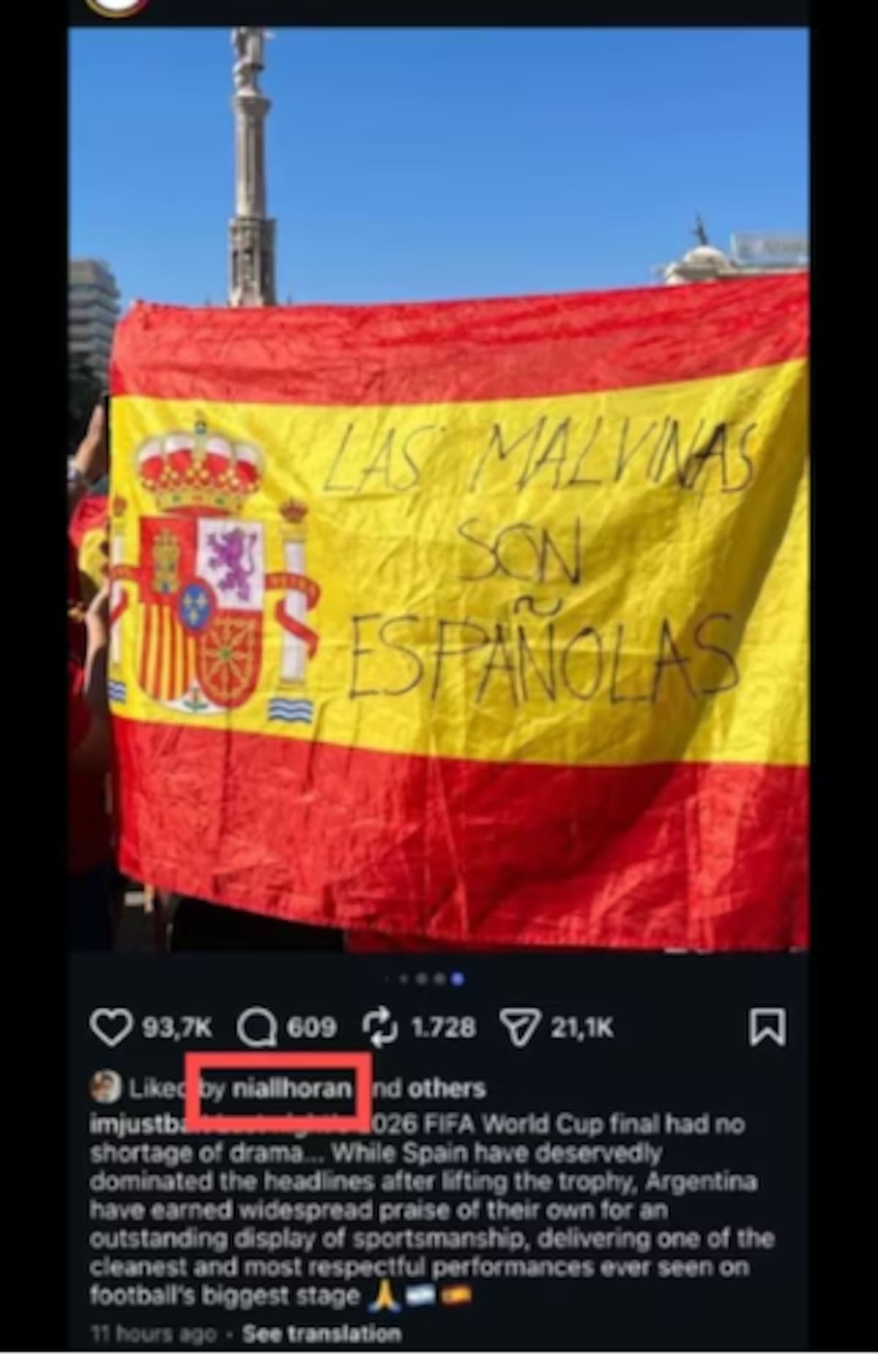 Niall Horan Malvinas