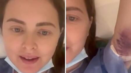 Los moretones que sufrió Silvina Luna durante su internación. Foto: captura de pantalla.